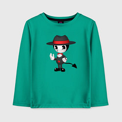 Лонгслив хлопковый детский Бенди в шляпке, цвет: зеленый