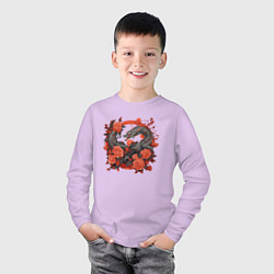 Лонгслив хлопковый детский Дракон в розах, цвет: лаванда — фото 2