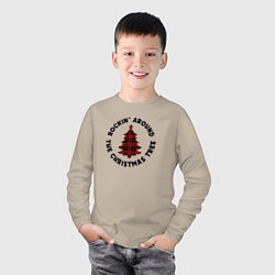 Лонгслив хлопковый детский Rocking around the christmas tree, цвет: миндальный — фото 2