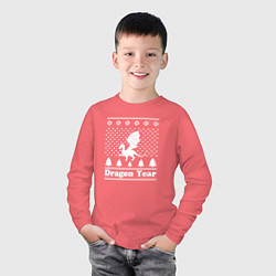 Лонгслив хлопковый детский Sweater dragon year, цвет: коралловый — фото 2