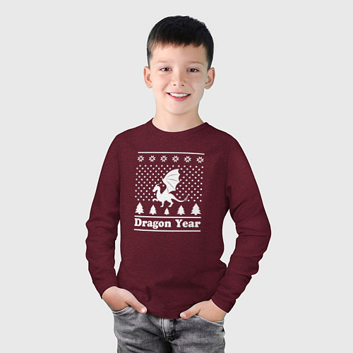 Детский лонгслив Sweater dragon year / Меланж-бордовый – фото 3