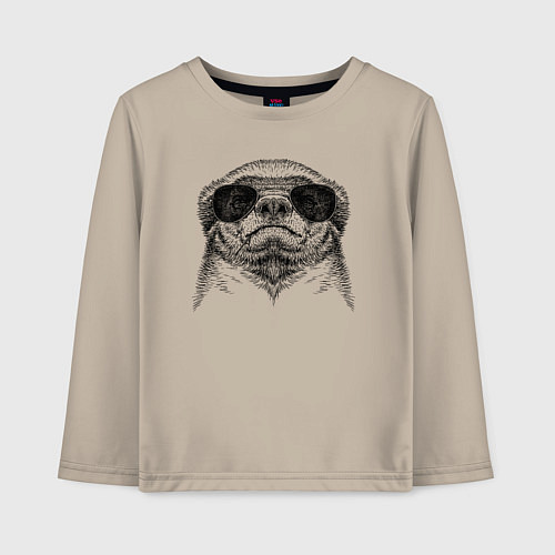 Детский лонгслив Медоед в очках / Миндальный – фото 1