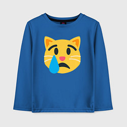Лонгслив хлопковый детский Жёлтый котик грустит, цвет: синий