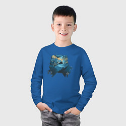 Лонгслив хлопковый детский Рукопожатие Кратоса и Атрея gow ragnarok, цвет: синий — фото 2