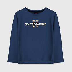 Лонгслив хлопковый детский Warhammer 40000 space marine 2 logo, цвет: тёмно-синий