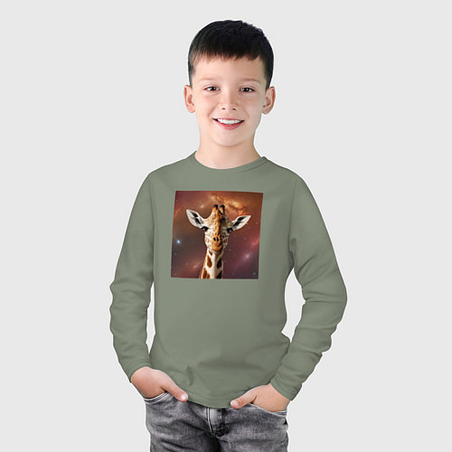 Детский лонгслив Космический жираф / Авокадо – фото 3