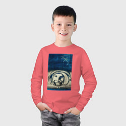 Лонгслив хлопковый детский Космонавт номер один, цвет: коралловый — фото 2