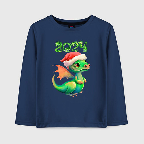 Детский лонгслив Дракончик 2024 / Тёмно-синий – фото 1