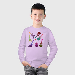 Лонгслив хлопковый детский Цветные гитарки, цвет: лаванда — фото 2