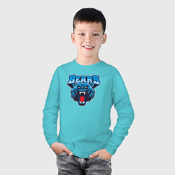 Лонгслив хлопковый детский Bears team, цвет: бирюзовый — фото 2
