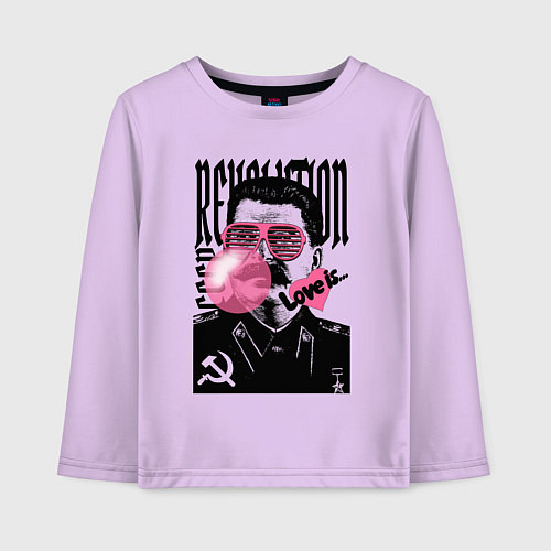 Детский лонгслив Сталин любовь революция и жвачка / Лаванда – фото 1