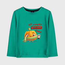 Лонгслив хлопковый детский Тыква с кофе, цвет: зеленый