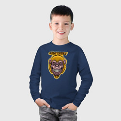 Лонгслив хлопковый детский Yellow crazy monkey, цвет: тёмно-синий — фото 2
