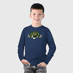 Лонгслив хлопковый детский Crocodile gym, цвет: тёмно-синий — фото 2