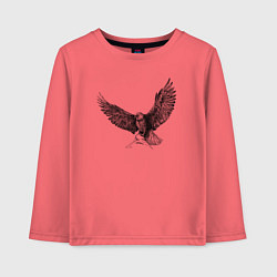 Лонгслив хлопковый детский Орёл машет крыльями, цвет: коралловый