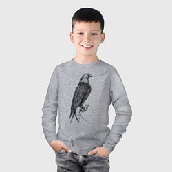 Лонгслив хлопковый детский Орёл на бревне, цвет: меланж — фото 2