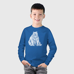 Лонгслив хлопковый детский Толстый медведь сидит, цвет: синий — фото 2