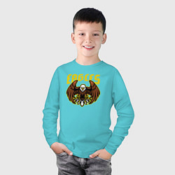 Лонгслив хлопковый детский Eagles, цвет: бирюзовый — фото 2