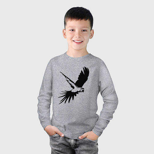 Детский лонгслив Попугай летит трафарет / Меланж – фото 3