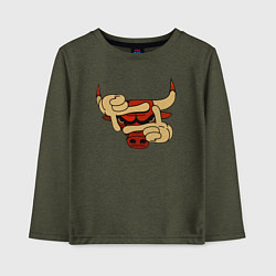 Лонгслив хлопковый детский Бык в кадре, цвет: меланж-хаки