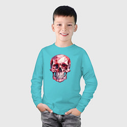 Лонгслив хлопковый детский Рубиновый череп, цвет: бирюзовый — фото 2
