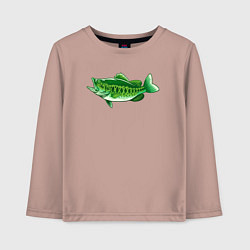 Лонгслив хлопковый детский Зелёная рыбка, цвет: пыльно-розовый