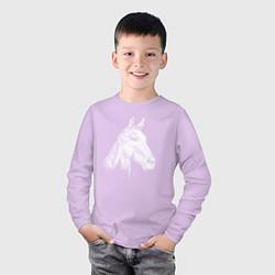 Лонгслив хлопковый детский Голова белой лошади, цвет: лаванда — фото 2