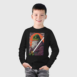 Лонгслив хлопковый детский Pepe samurai, цвет: черный — фото 2