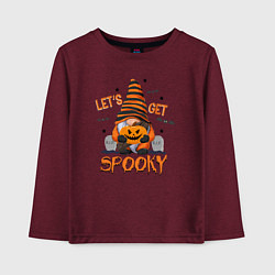 Лонгслив хлопковый детский Lets get spooky, цвет: меланж-бордовый