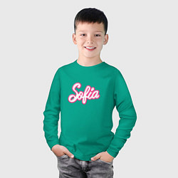 Лонгслив хлопковый детский София в стиле Барби - объемный шрифт, цвет: зеленый — фото 2