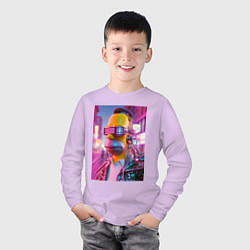 Лонгслив хлопковый детский Кибер Гомер - нейросеть, цвет: лаванда — фото 2