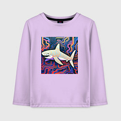 Лонгслив хлопковый детский Акула абстракция, цвет: лаванда