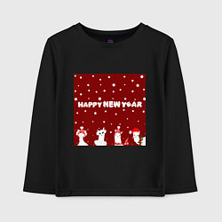 Лонгслив хлопковый детский Новогодние ламы в шапочках, цвет: черный