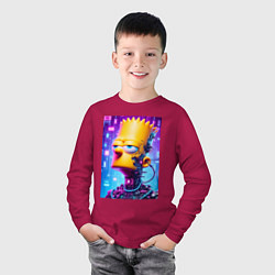 Лонгслив хлопковый детский Cyber Bart Simpson - ai art, цвет: маджента — фото 2