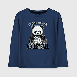 Лонгслив хлопковый детский Panda volleyball, цвет: тёмно-синий