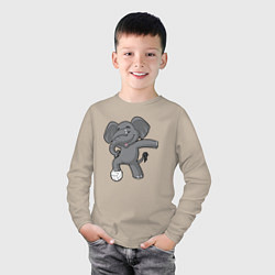 Лонгслив хлопковый детский Спортивный слоник, цвет: миндальный — фото 2