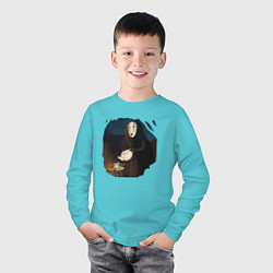 Лонгслив хлопковый детский Безликий Унесенные призраками, цвет: бирюзовый — фото 2