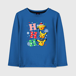 Лонгслив хлопковый детский Pikachu ho ho ho, цвет: синий