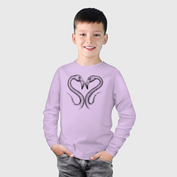 Лонгслив хлопковый детский Фламинго сердечко, цвет: лаванда — фото 2