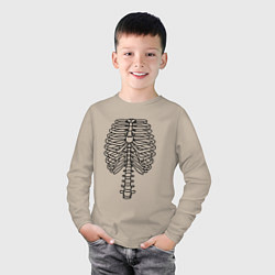 Лонгслив хлопковый детский Скелет рентген, цвет: миндальный — фото 2