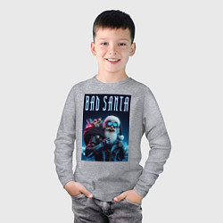Лонгслив хлопковый детский Bad santa - ai art, цвет: меланж — фото 2