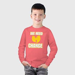 Лонгслив хлопковый детский We need change, цвет: коралловый — фото 2