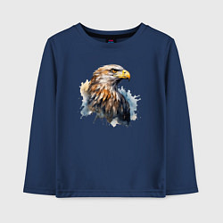 Лонгслив хлопковый детский Акварельный орел в брызгах краски, цвет: тёмно-синий