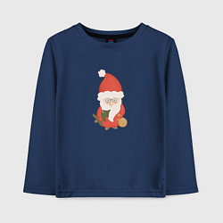 Лонгслив хлопковый детский Дед Мороз с ёлкой и подарками, цвет: тёмно-синий