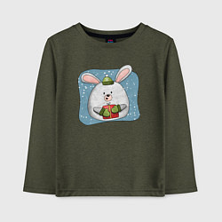 Детский лонгслив Заяц с подарком