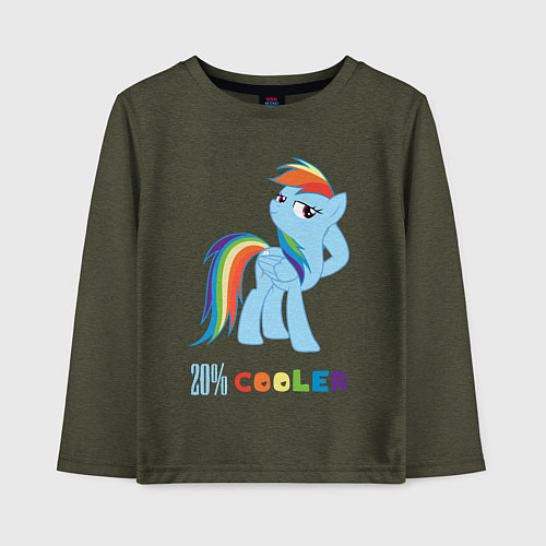 Детский лонгслив Крутая Рейнбоу Дэш / Меланж-хаки – фото 1