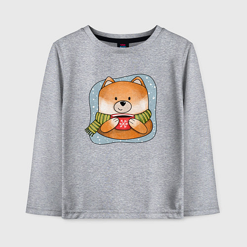 Детский лонгслив Лис и кофе / Меланж – фото 1