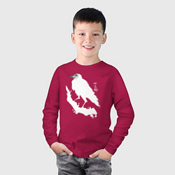 Лонгслив хлопковый детский Ворон в снегу, цвет: маджента — фото 2