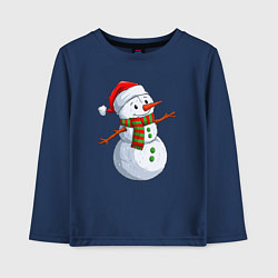 Детский лонгслив Снеговик в новогоднем колпаке