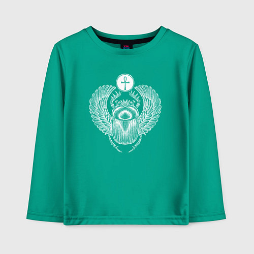 Детский лонгслив Жук-скарабей египетский / Зеленый – фото 1
